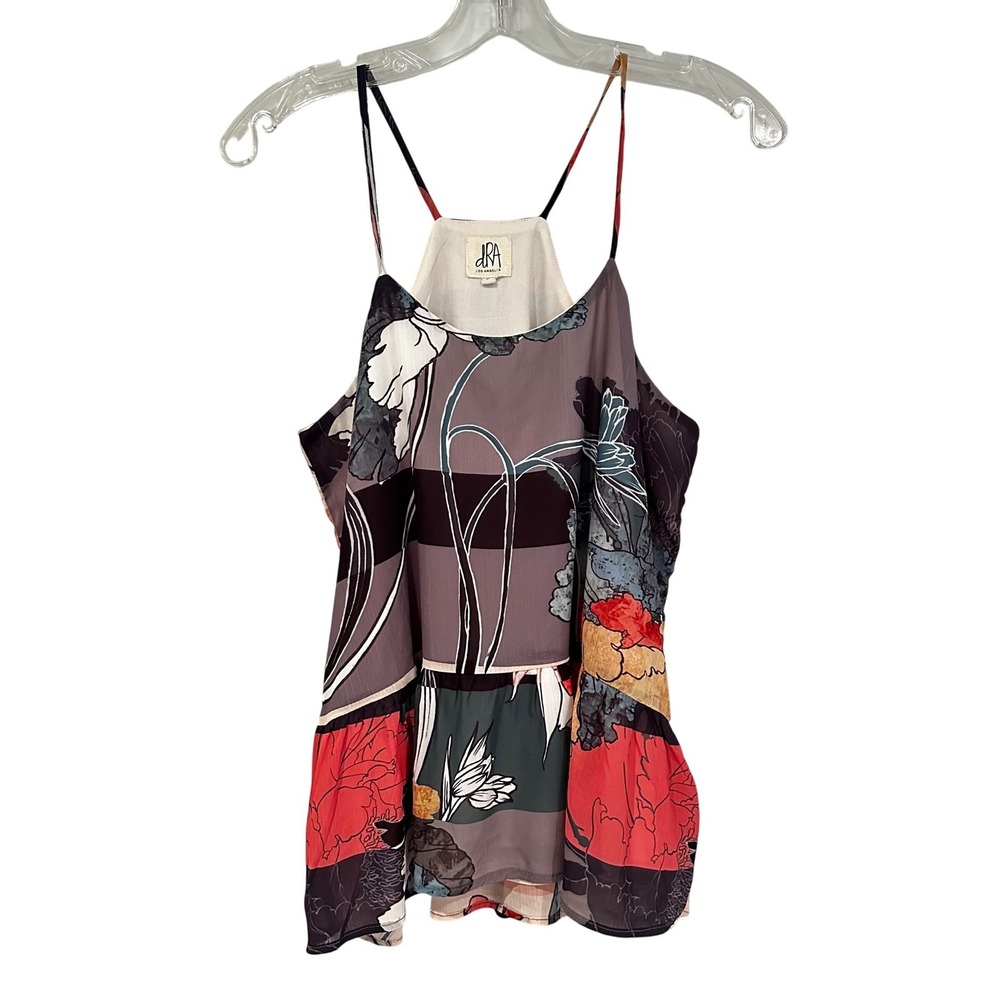 dRA Los Angeles Babydoll Camisole Top Womens Small‎ Gray Floral Boho Whimsigoth